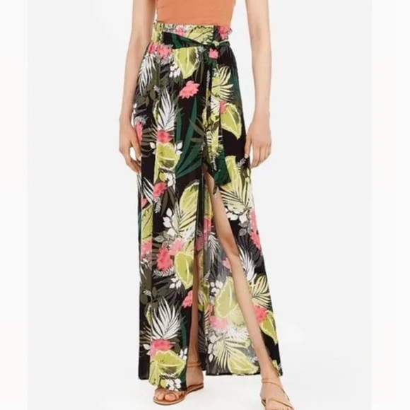Express Maxi Skirt Faux Wrap Tropical Beach Print - Picture 1 of 2